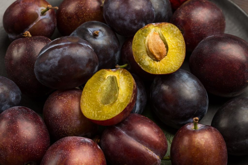 half plum with pit